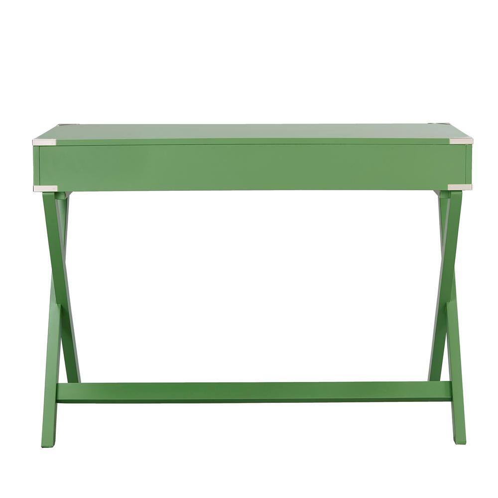 HomeSullivan 42 in. Meadow Green X Base Wood Accent Campaign Writing Desk 40E581A-MDG