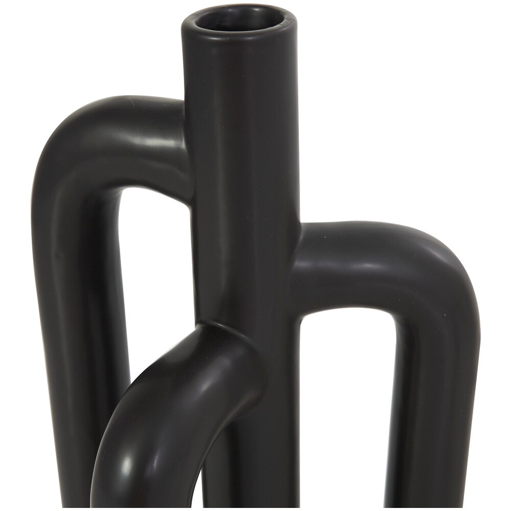 Black Ceramic 3 Arch Abstract Vase (Set of 2)