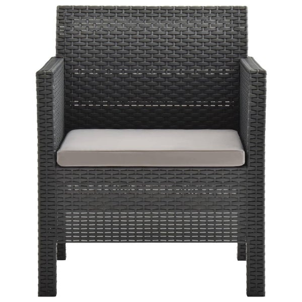 2 Piece Patio Lounge Set with Cushions PP Rattan Anthracite - Overstock - 36363348