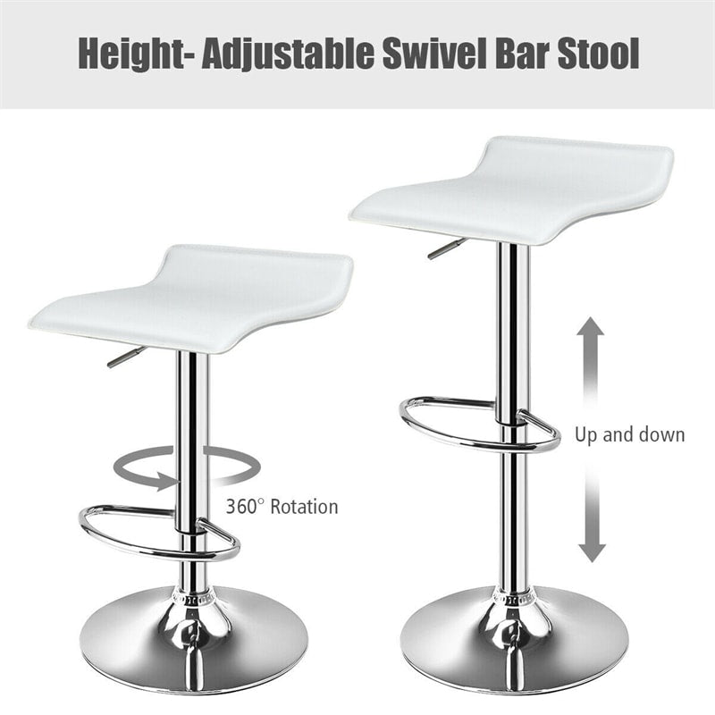 2-Pack Modern Swivel Bar Stools, Adjustable Height PU Leather Backless Counter Stools, Kitchen Dining Chairs