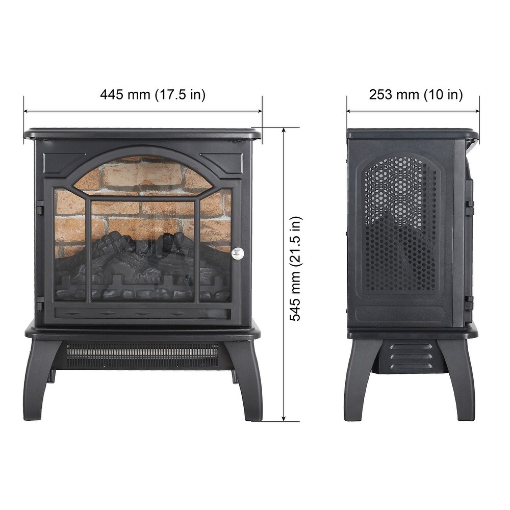 18 Inch Freestanding 3D Infrared Electric Fireplace Stove in Antique Black with Remote Control   18\