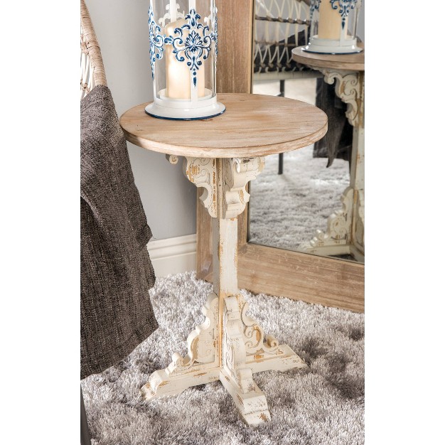 Farmhouse Chinese Fir Accent Table Gray Olivia amp May