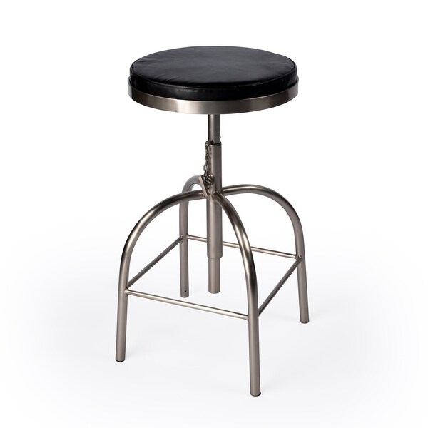 Clyde Black Leather Adjustable Bar Stool