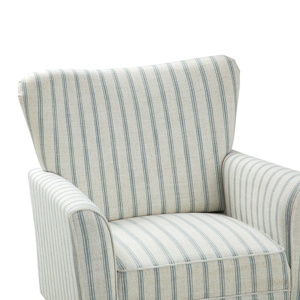 Warren Farmhouse Striped Wingback Chair with Solid Wood Legs by HULALA HOME