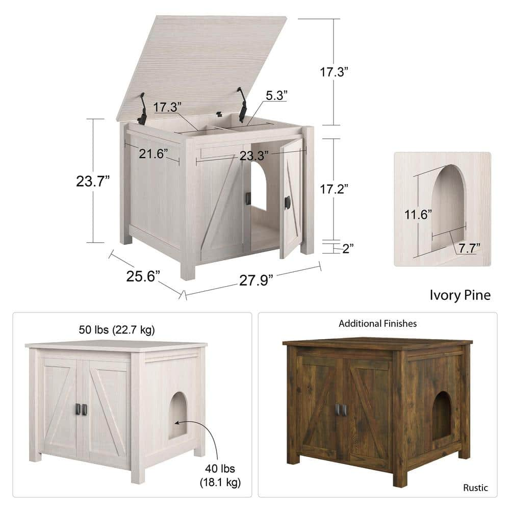 OLLIE & HUTCH Farmington Litter Box Enclosure, Rustic 4816846COM