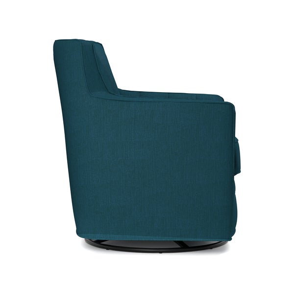 Copper Grove Hasselt Peacock Blue Linen Swivel Arm Chair