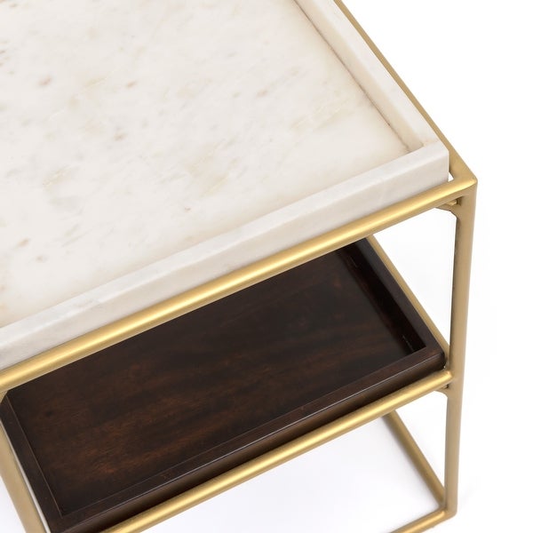 Aurora Home Luca Square Marble and Wood Table - 15