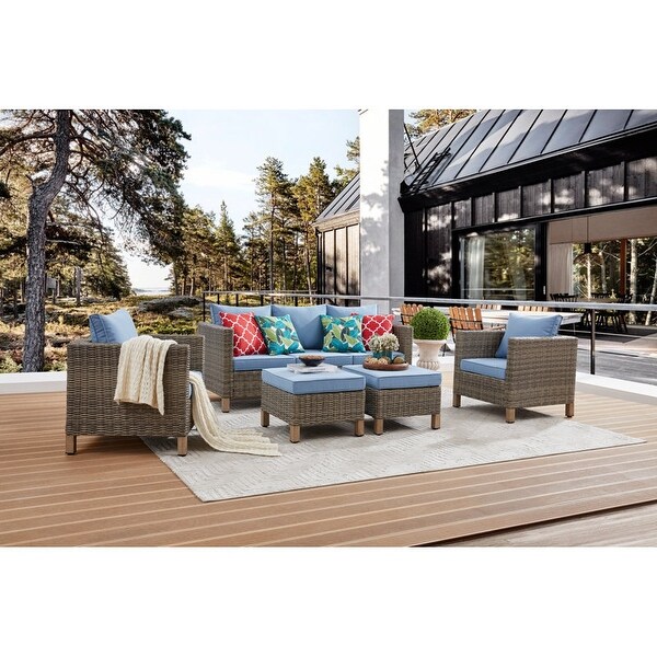 5Piece Outdoor Wicker Patio Conversation Set