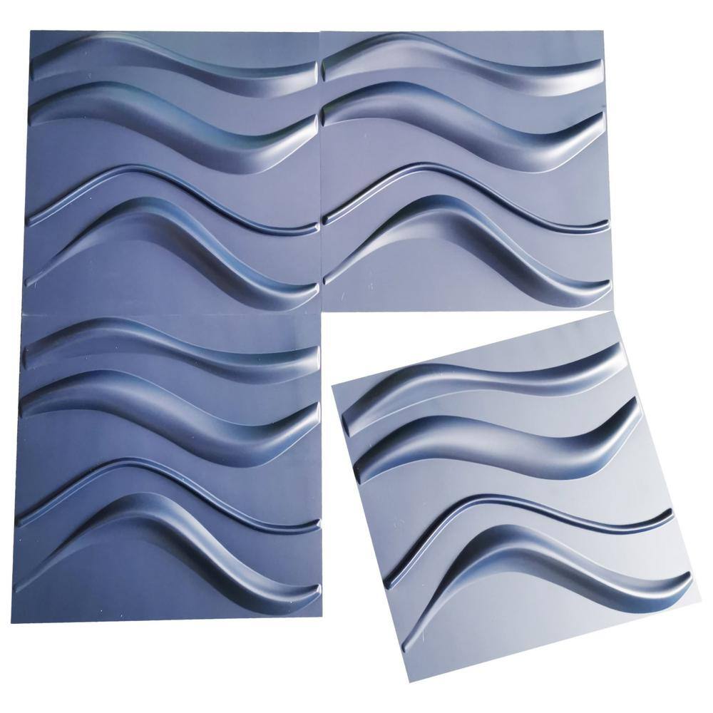 Art3dwallpanels Navy Blue Waver Decorative Wall Panel 3D Wall Tiles 19.7 in. x 19.7 in.( 32 sq. ft.Pack) A10hd003BL