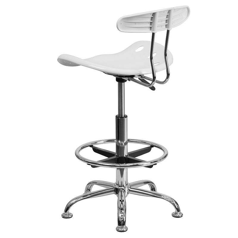 Flash Furniture Bradley White Tractor Seat Drafting Stool