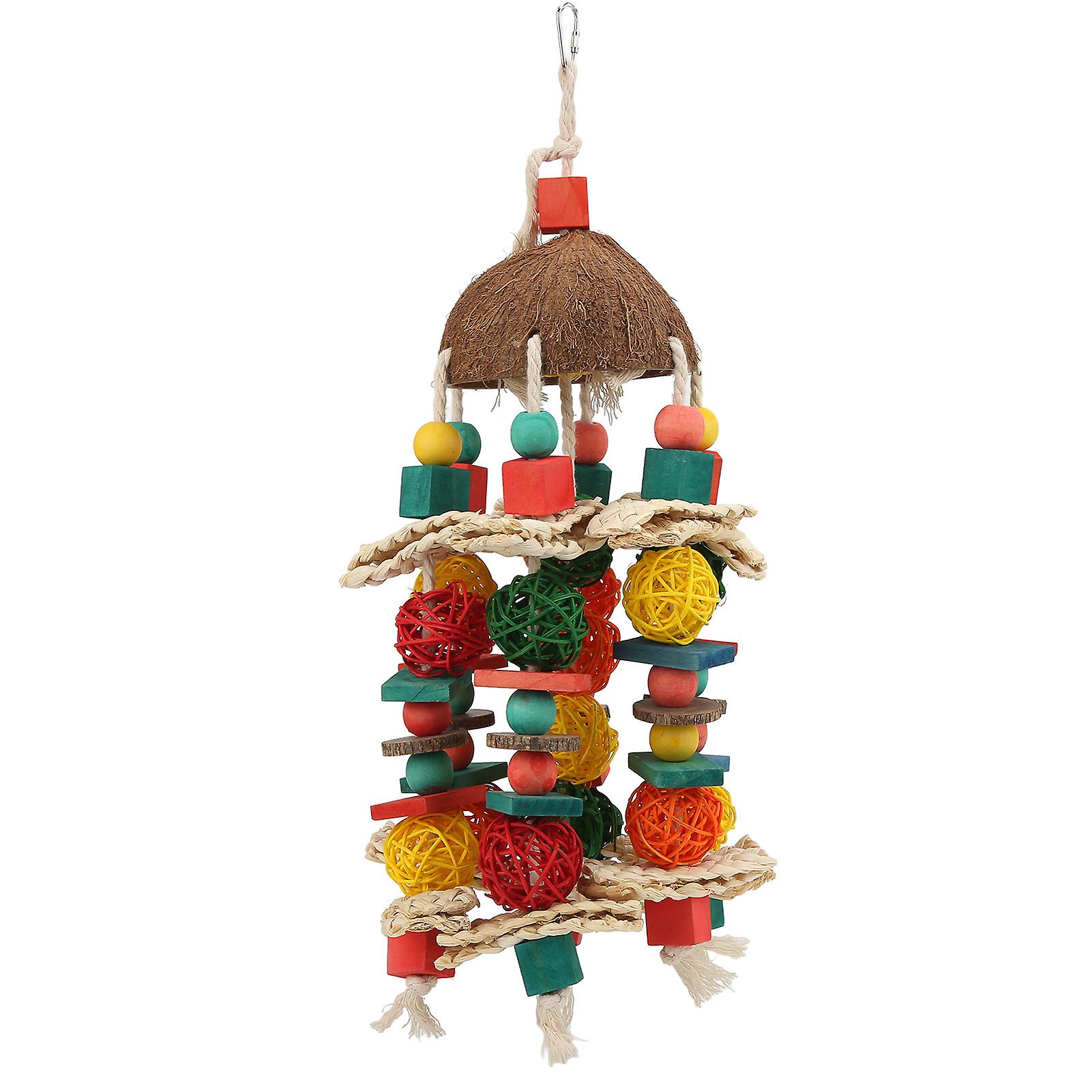 Large Parrot Block Toy Bite Resistant Hanging Bird Blocks Knots For African Grey Macaws Cockatoos