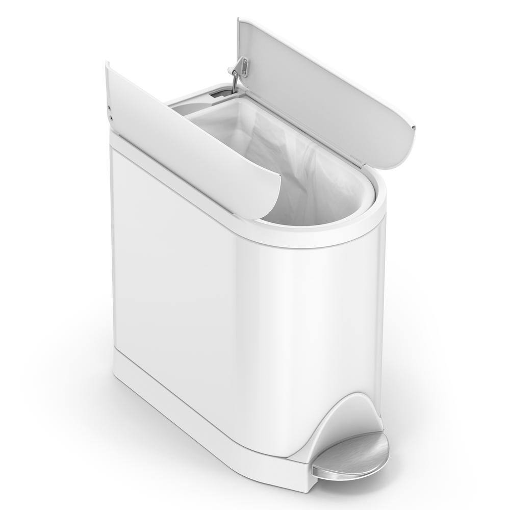 simplehuman 10-Liter White Stainless Steel Butterfly Step-On Trash Can CW2042