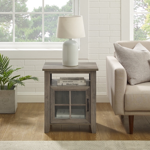 Middlebrook Windowpane-Glass Door Side Table