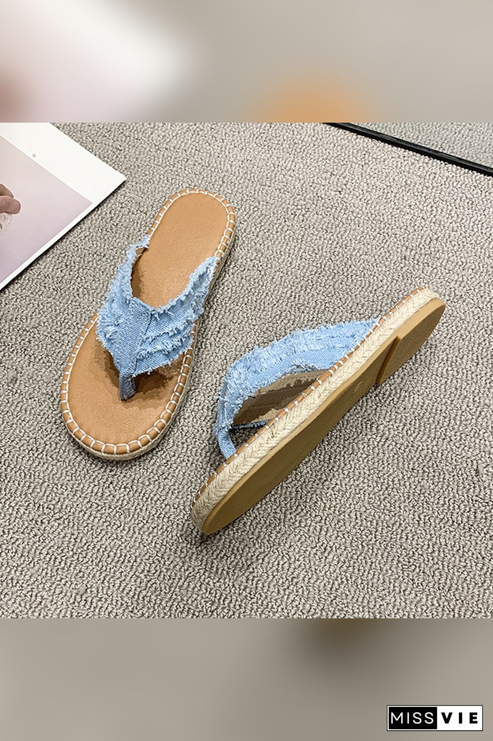 Straw Canvas Flip-flop Sandals Wholesale