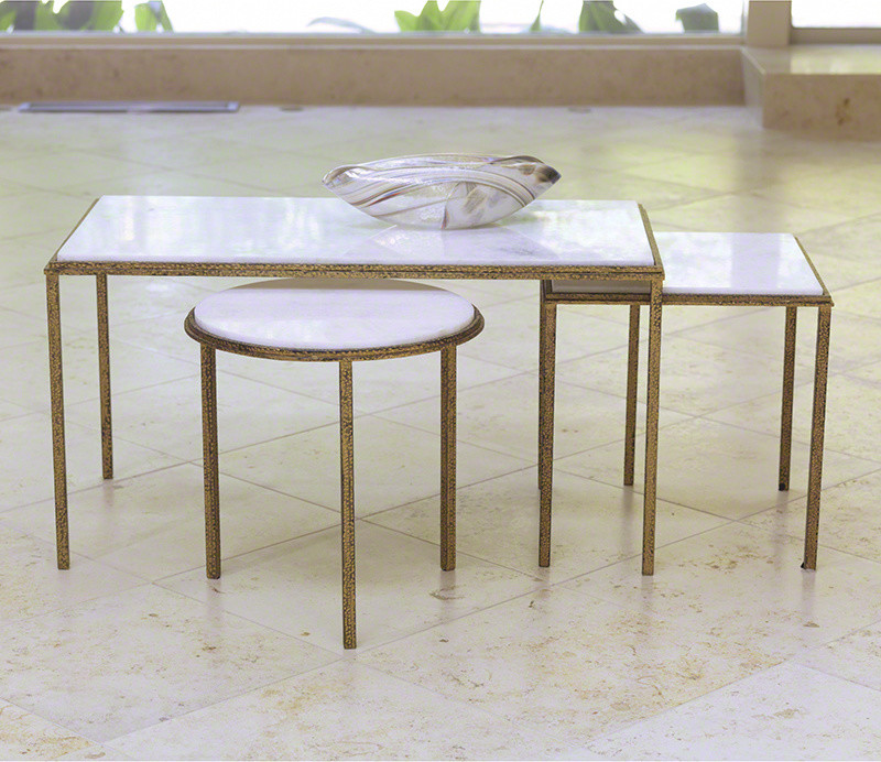 Luxe Elegant Hammered Coffee Table Gold White Marble Rectangle Minimalist   Transitional   Coffee Tables   by My Swanky Home  Houzz