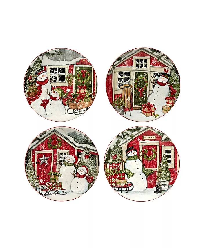 Certified International Snowman's Farmhouse 16 Piece Dinnerware Set