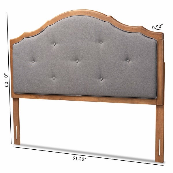 Gala Vintage Classic Fabric and Wood Arched Headboard in Grey - - 34237143