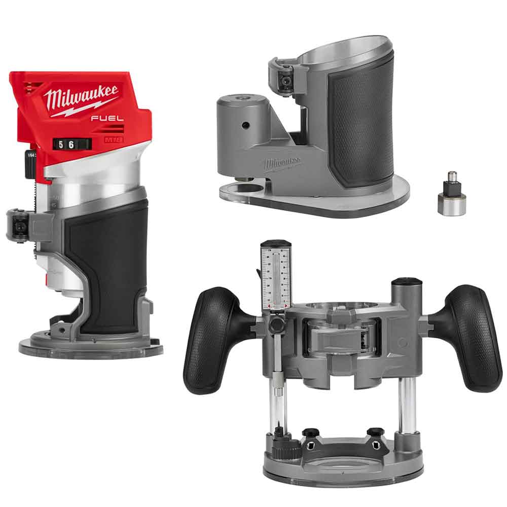 Milwaukee M18 FUEL Compact Router with Plunge and Offset Base (Tool and Bases Only) 2723-20BB from Milwaukee