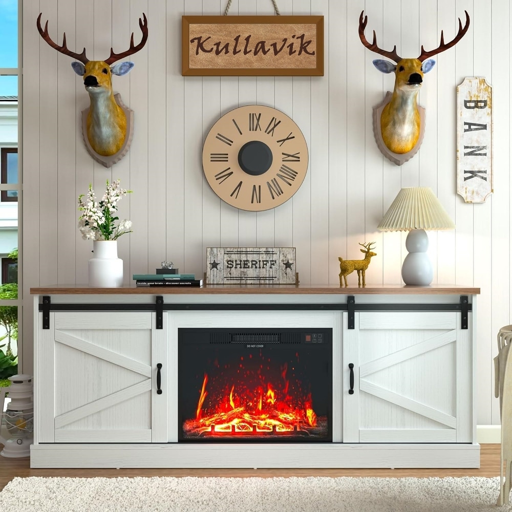 Kullavik Farmhouse Fireplace TV Stand for TVs up to 65'' with 24\