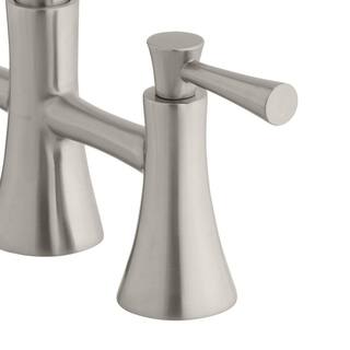 Glacier Bay Selma Double Handle Pull-Down Sprayer Bridge Kitchen Faucet with Soap Dispenser in Stainless Steel HD67065-0108D2