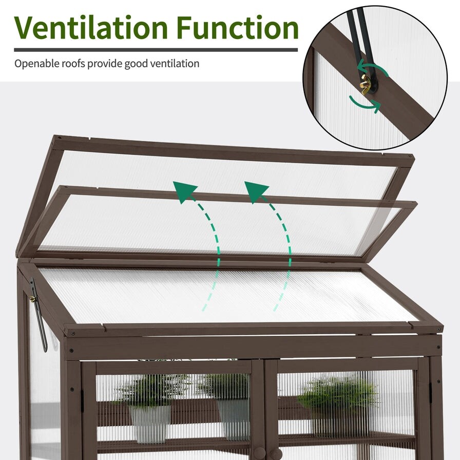 MCombo 2 Tier Cold Frame Greenhouse  Solid Wood 0160