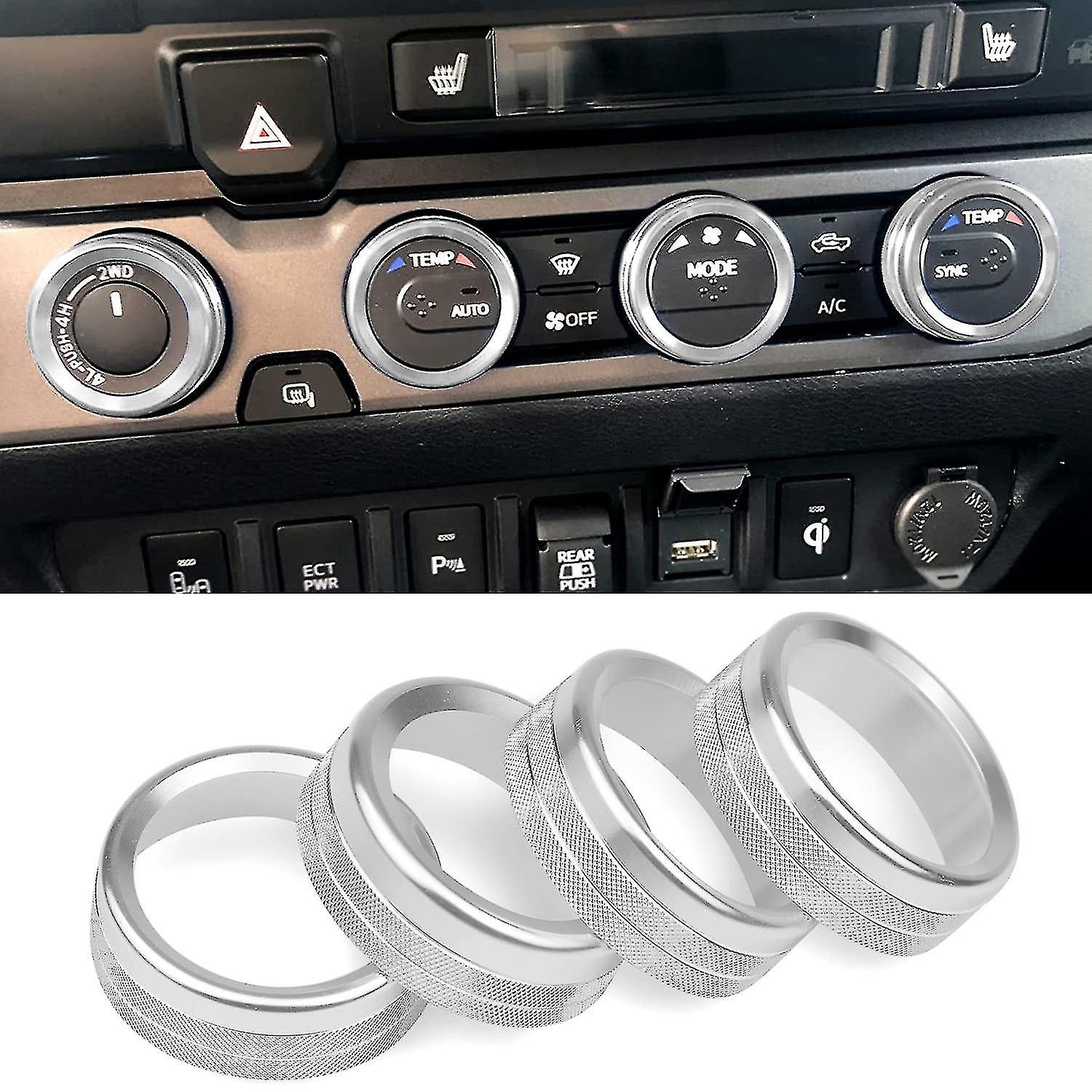 Air Conditioner Switch Knob Decor Compatible With Toyota Tacoma 2016-(silver)