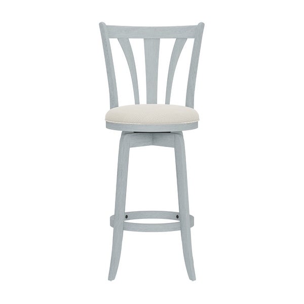 Larson Wood Counter and Bar Swivel Stool， Blue Wire brush