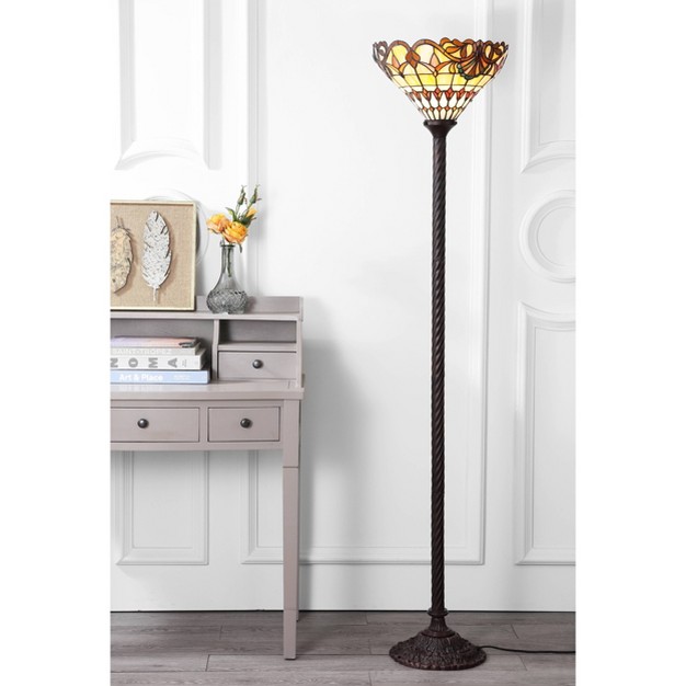 Davis  Style Torchiere Floor Lamp includes Led Light Bulb Bronze Jonathan Y