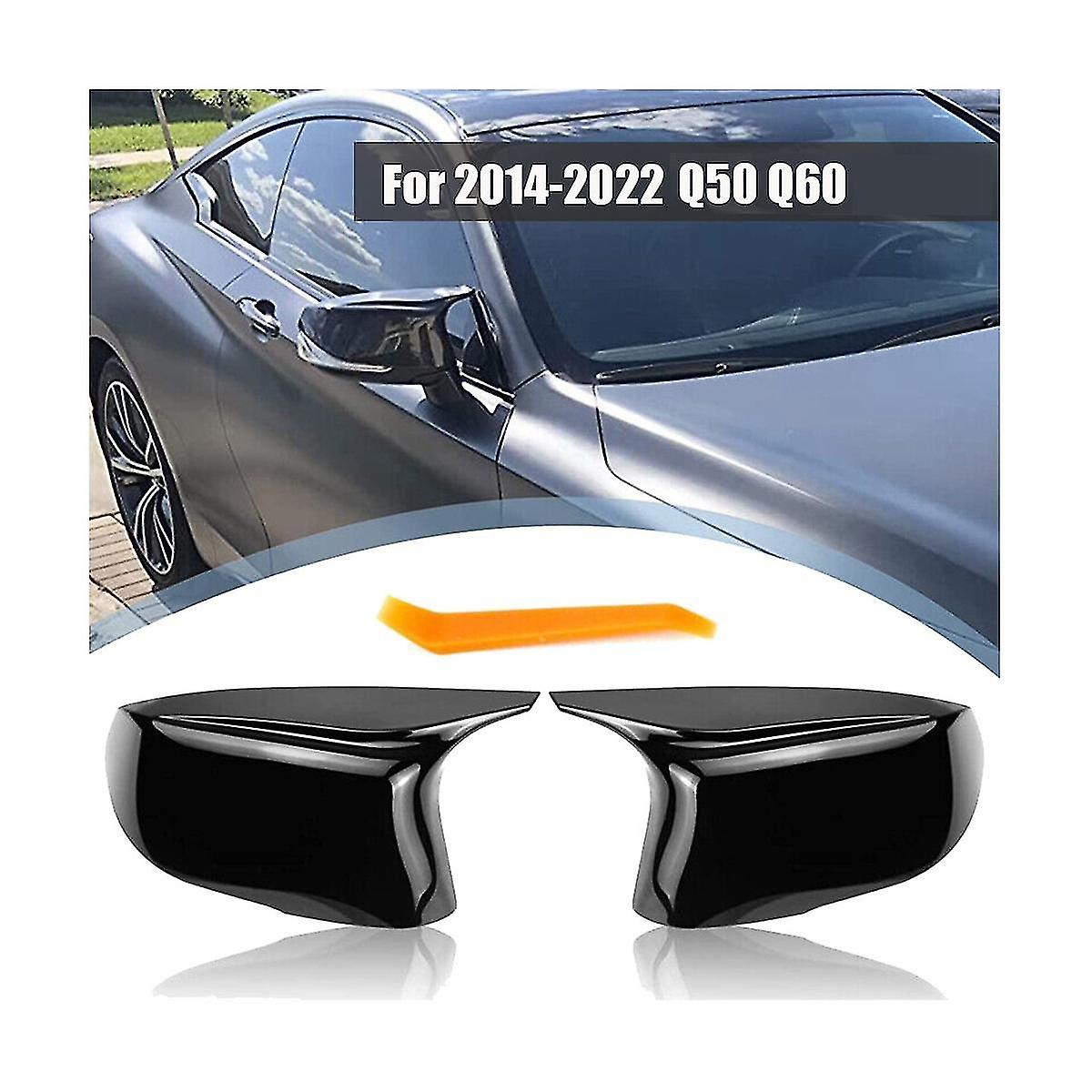 For 2014-2022 Q50 Q60 Gloss Black Color Rear View Side Mirror Cover Cap M Style Replacement