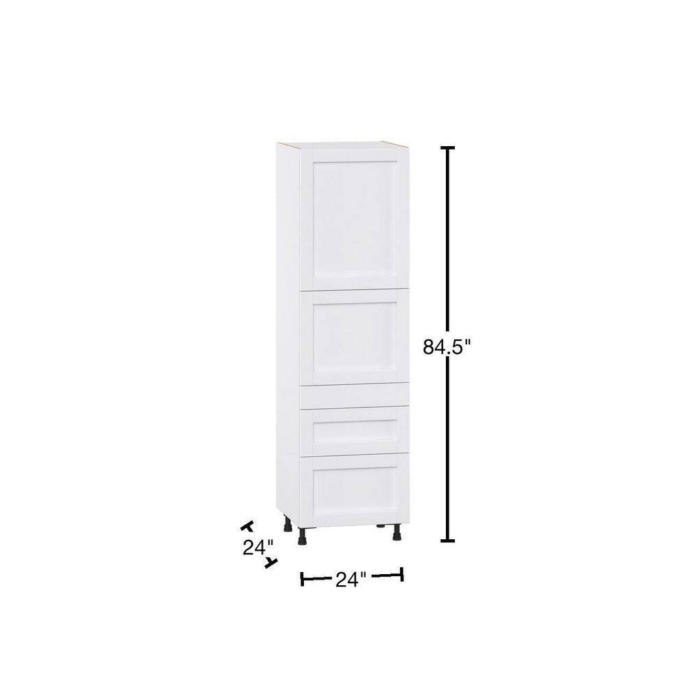 J COLLECTION Mancos Glacier White Shaker Assembled Pantry Kitchen Cabinet with Inner Drawers (24 in. W x 84.5 in. H x 24 in. D) DST3D242484.5I2(LR)-MN