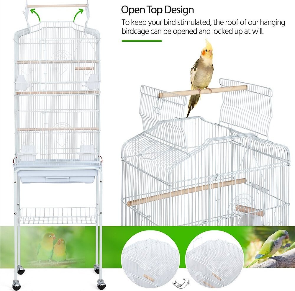 Yaheetech 64-in Open Top Metal Parrot Cage with Detachable Rolling Stand