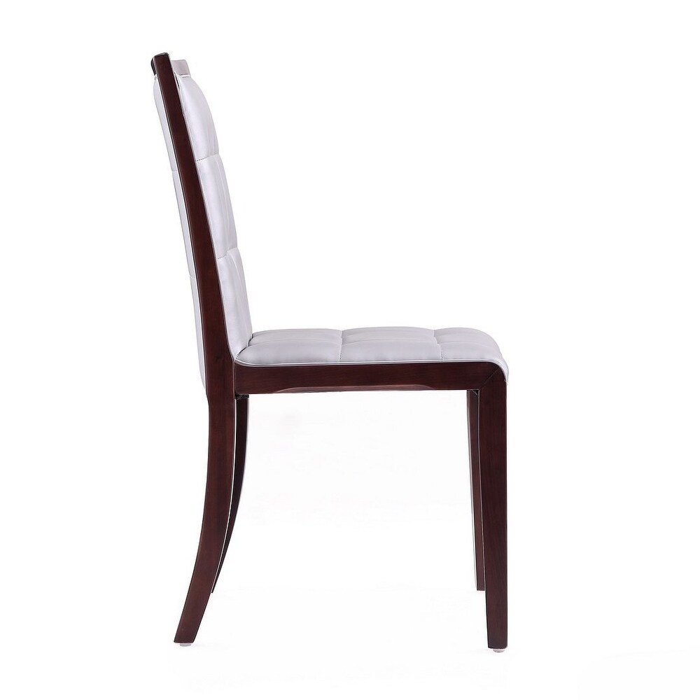 Executor Cream and Walnut Faux Leather Dining Chairs (Set of Two)