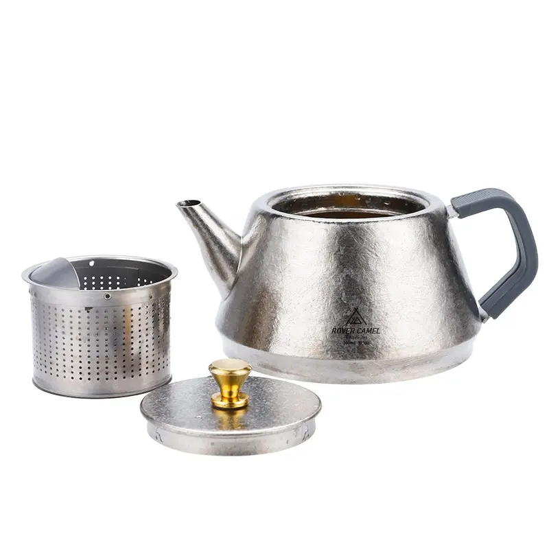 Travel Outdoor Accessories Teapot drinkware Titanium Teacup Set with Tea Caddy   Cups   Carry Bag Double Layer Tea Maker