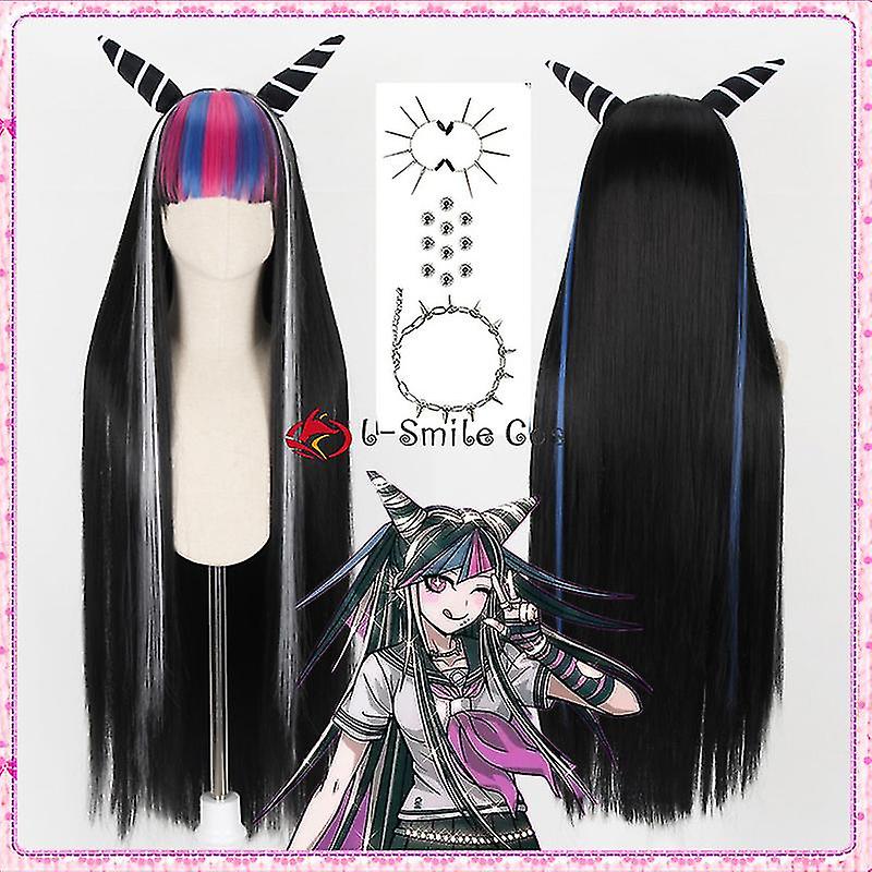 Danganronpa V3: Killing Harmony Mioda Ibuki Mixed Color Long 100cm Cosplay Wigs Heat Resistant Synthetic Hair Wig + Wig Cap