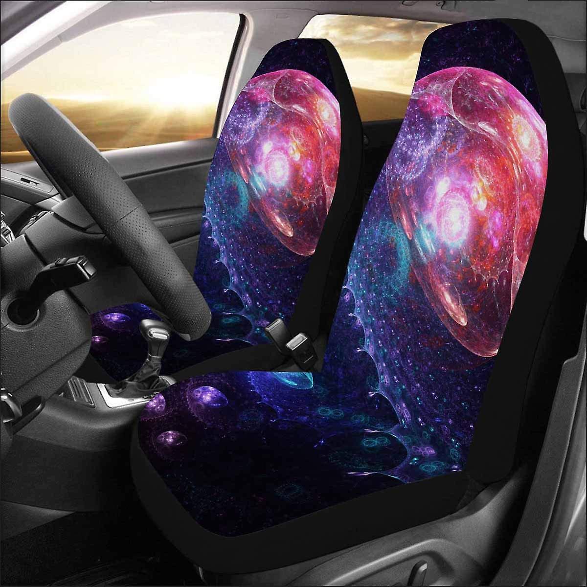 Set Of 2 Car Seat Covers Abstract Fractal Surreal Luminescent Sea Creatures Rising From The Depths Universal Auto Front Seats Protector D 73234