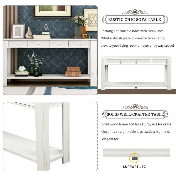 Console Table for Entryway Sofa Table with Drawers and Bottom Shelf