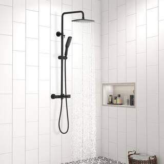 CASAINC 2-Spray with 1.5 GPM Shower System with Shower Head and Handheld Shower in Matte Black WE-SS18MB