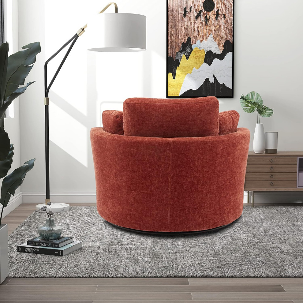 Modern Swiveling Accent Chair  Rounded Design With Pillows   Modern   Armchairs And Accent Chairs   by Decor Love  Houzz