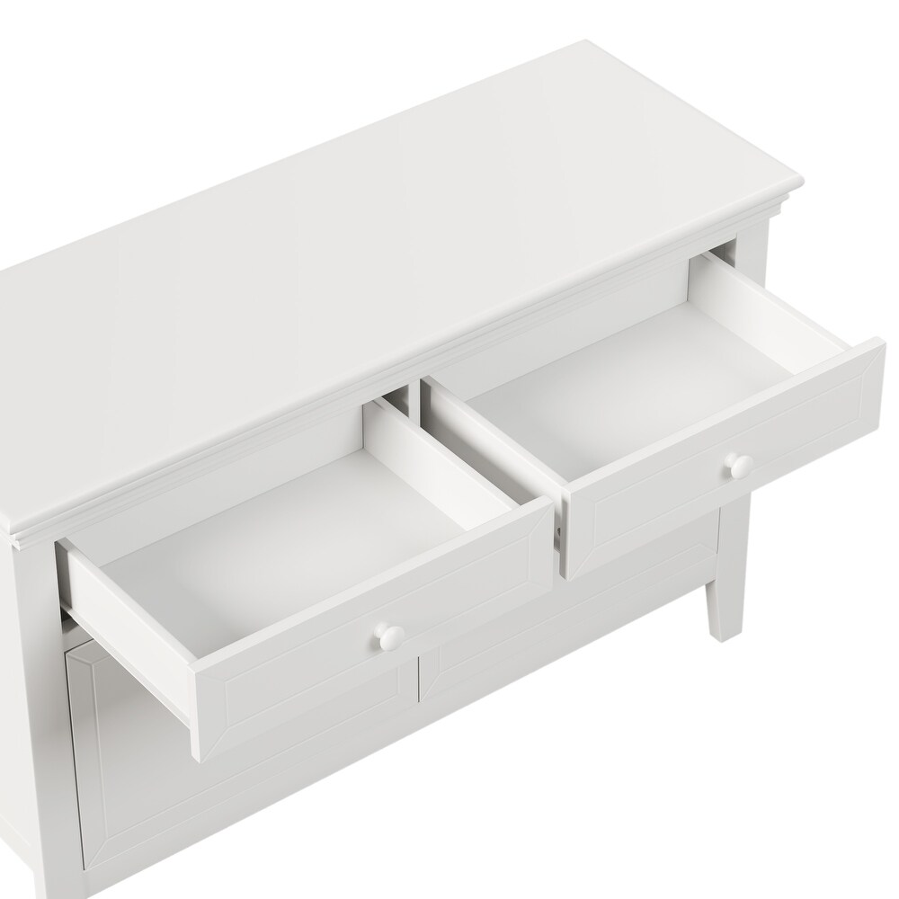 Concise Style White Solid Wood 2 Drawer 1 Cabinet Dresser with Ample Storage Space  Multiple Functions Features  for Bedroom