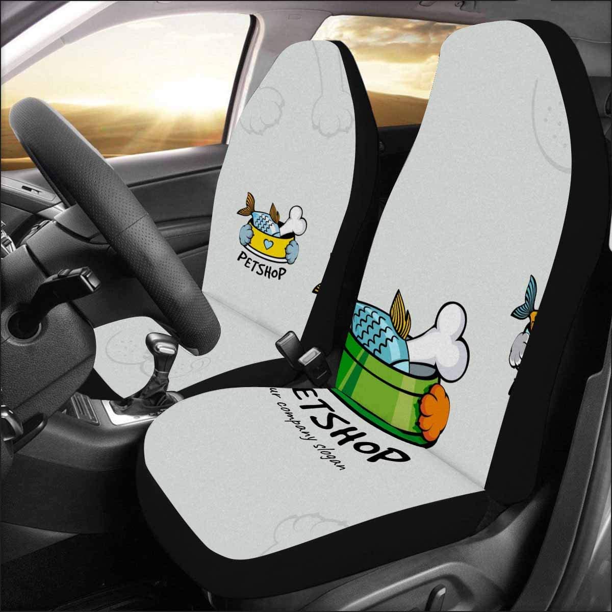 FMSHPON Set of 2 Car Seat Covers Pet Shop Logotype Universal Auto Front Seats Protector Fits for Car，SUV Sedan，Truck