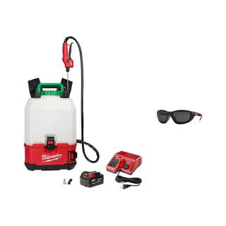 MW M18 18-Volt 4 Gal. Lithium-Ion Cordless Switch Tank Backpack Pesticide Sprayer with Battery Charger  Polarized Glasses 2820-21PS-48-73-2045