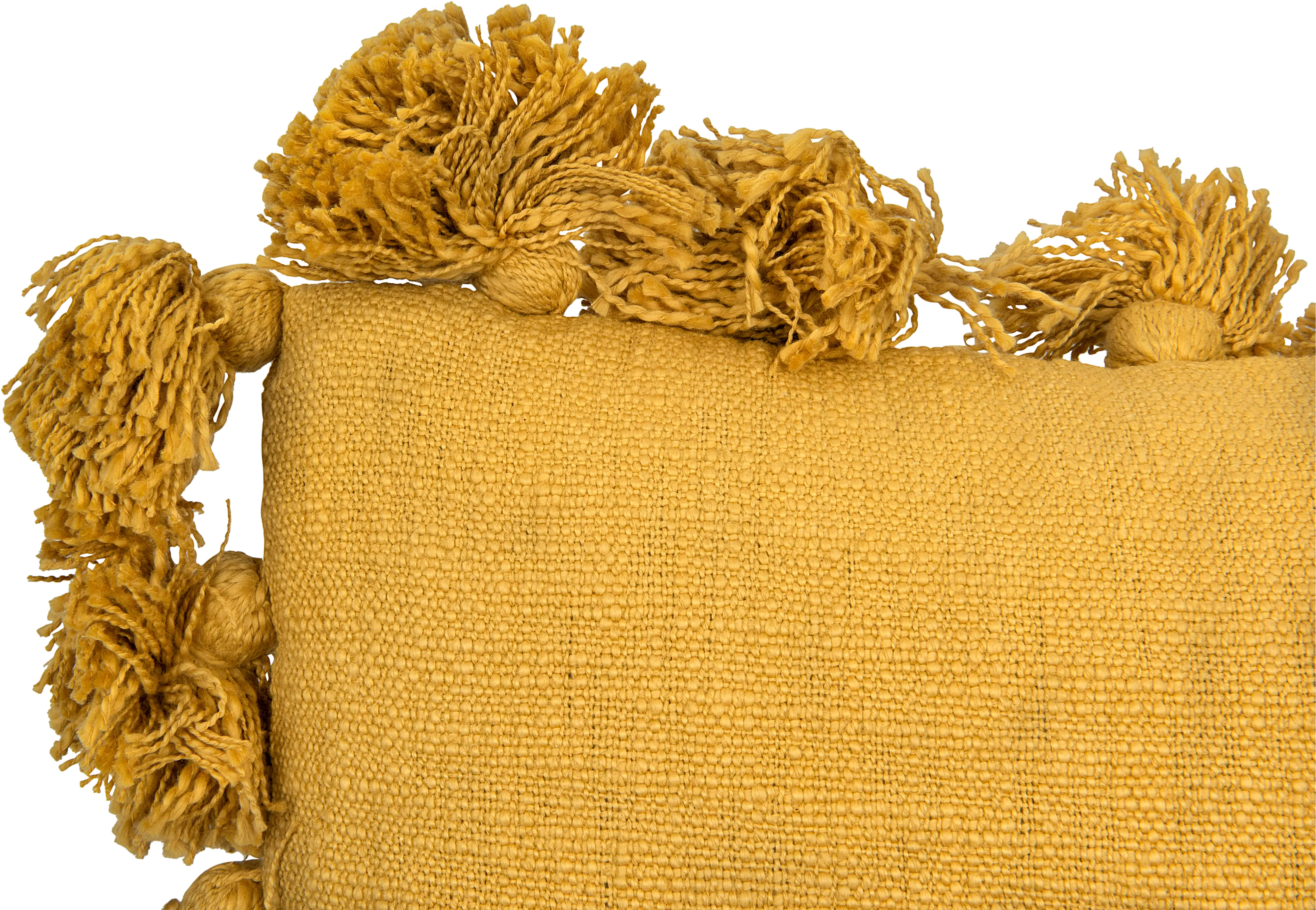 Square Mustard Throw Pillow with Tassels