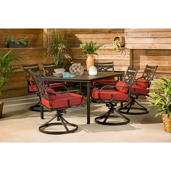 Cambridge Margate 7Piece Dining Set with 6 Swivel Rockers and a 40In. x 67In. Dining Table