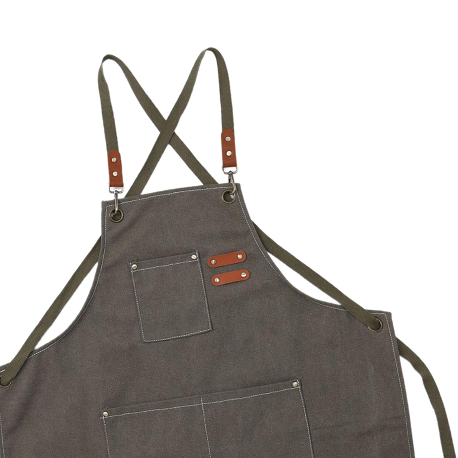 Work , Barista Apron Strap Artist Apron Kitchen Cooking Apron Gardening Apron for Carpenter Cafe Home Salon Painting Gray Green