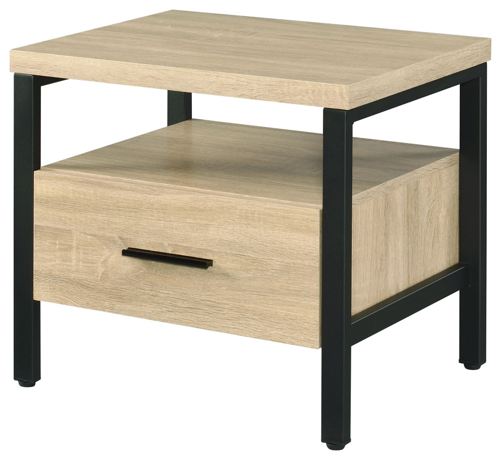 Yawan Accent Table  Oak and Black Finish   Transitional   Side Tables And End Tables   by Acme Furniture  Houzz