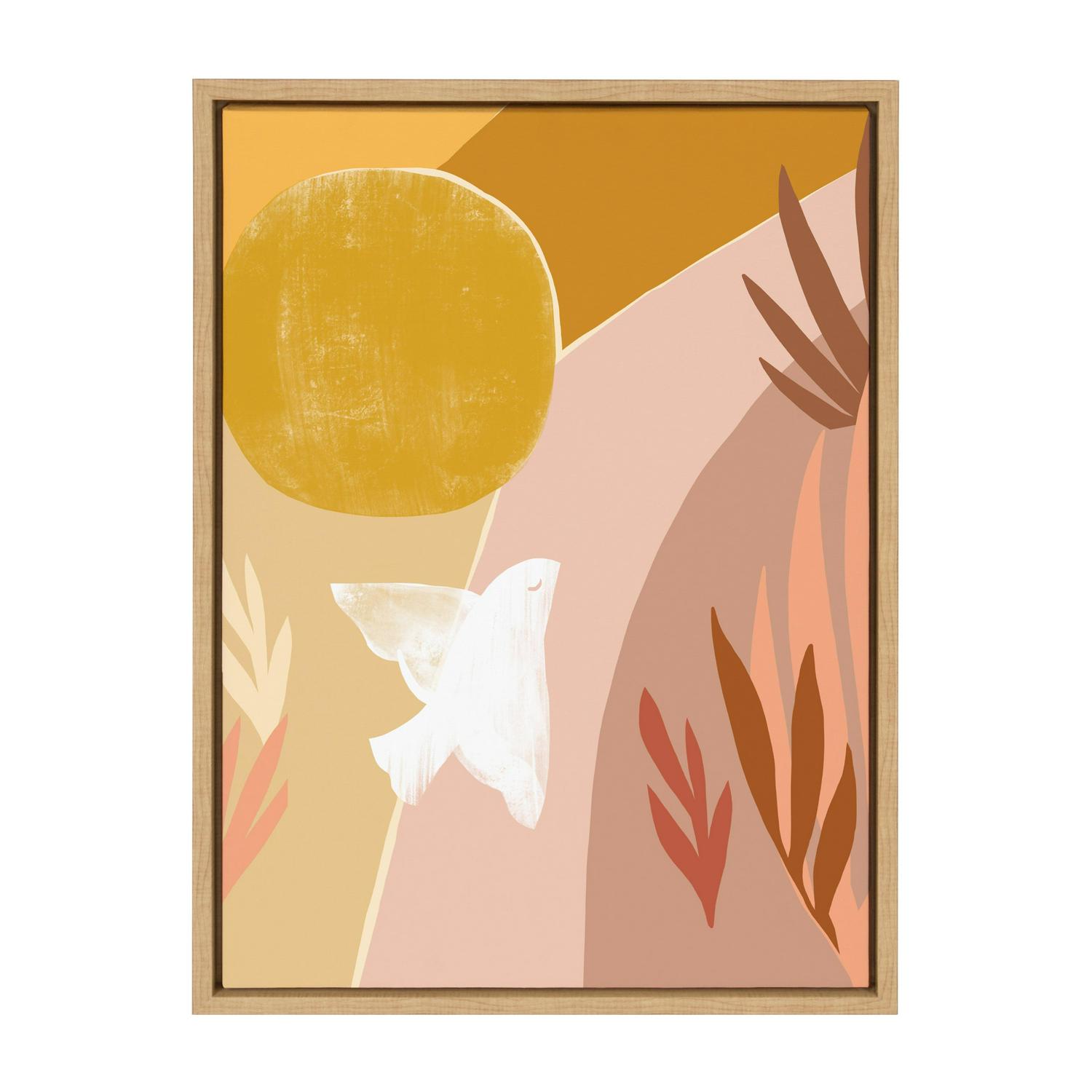 Kate and Laurel Sylvie Sunrise Dove Framed Canvas Wall Art by Kate Aurelia Holloway 1821524 Natural Geometric Art For Living Room Bedroom Entryway or Dining Room  Crowdfused