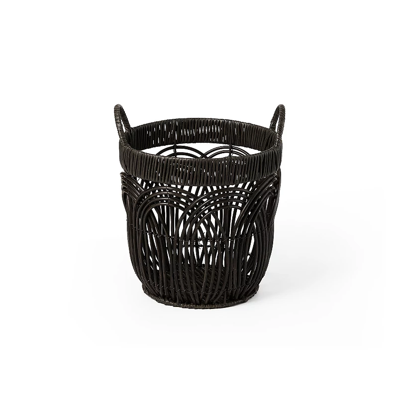 Saddle River Round Faux Wicker Decorative Basket 3-piece Set