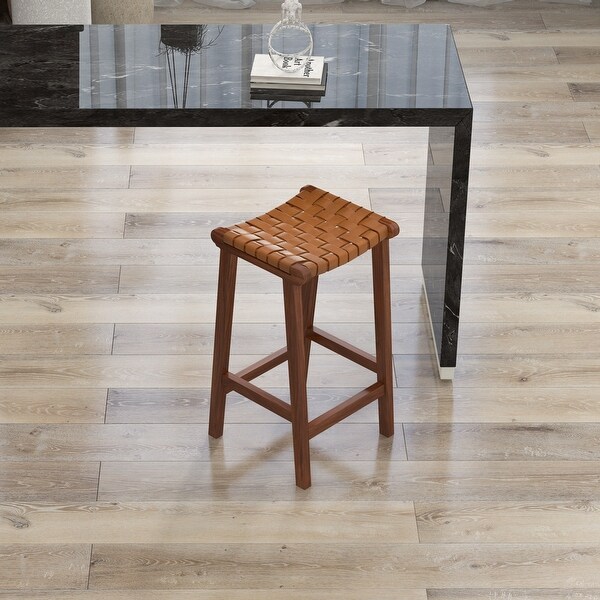 Andy Mid-Century Leather Upholstered Bar Stool