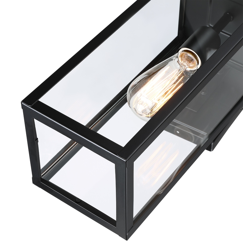 2 pack 17.7 in. 1 Light Matte Black Outdoor Wall Lantern Sconce with Clear Glass（Dusk to Dawn could be chosen）