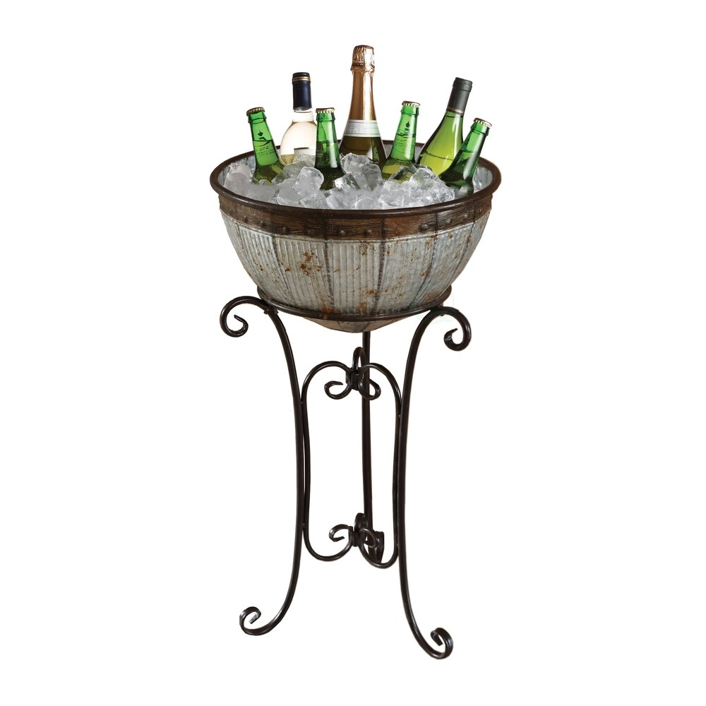 Galvanized Metal Standing Beverage Cooler Tub with Liner